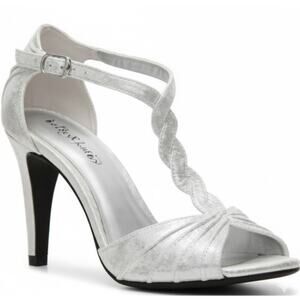 Kelly & Katie Ardeen Slingback Heels Sz 10 Silver Metallic T-Strap Formal Sandal